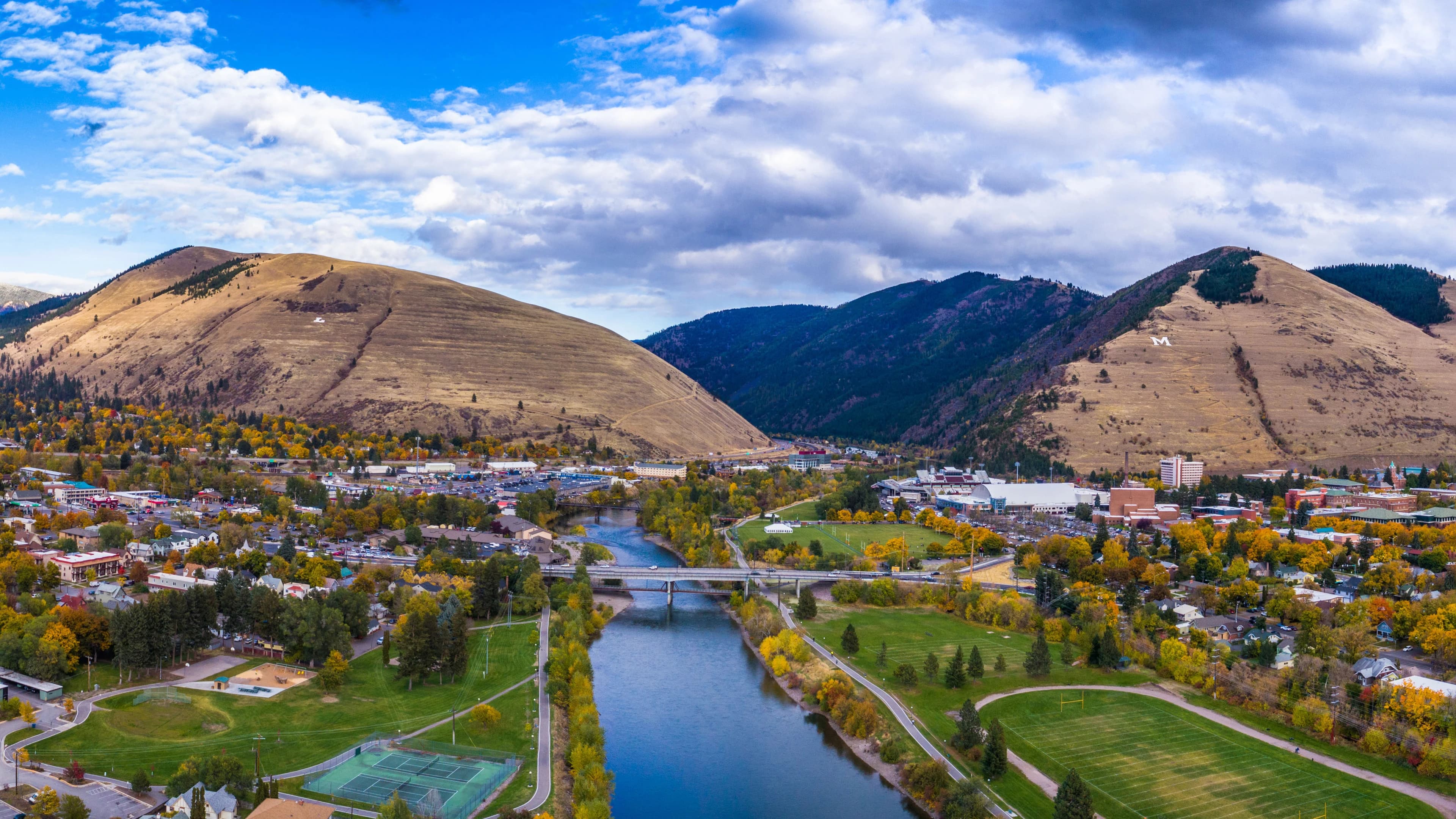 Downtown Missoula overlooking Caras Park